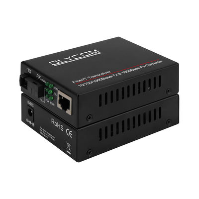 Gigabit Single Mode Media Converter PoE Onbeheerd DC48V 1310/1550nm 20KM SC Fiber