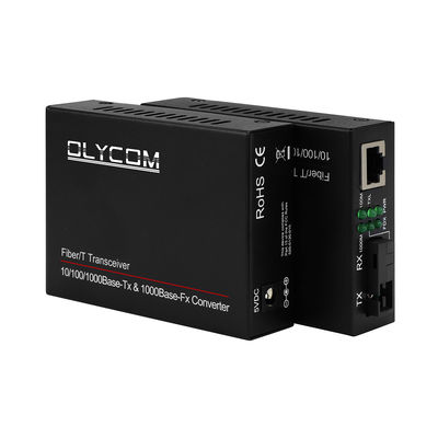 Gigabit Single Mode Media Converter PoE Onbeheerd DC48V 1310/1550nm 20KM SC Fiber