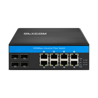 8 poorten 1000 Mbps Industrial Network Switch met 4 glasvezel poorten IEEE 802.3-compliant
