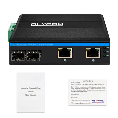 Onbeheerde 4 poort Gigabit Ethernet-schakelaar geharde behuizing SFP-slots IP40 DC24V