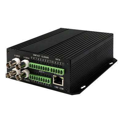 4 poorten AV-gebalanceerde audio-ethernet-video-mediaconverter DC5V ST-vezel