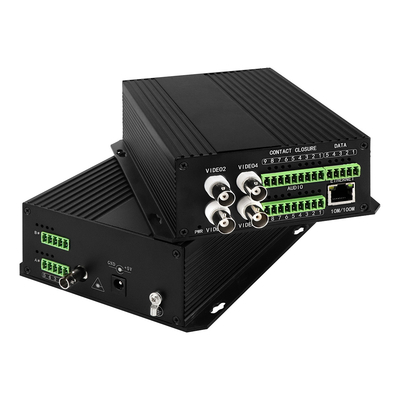 4 poorten AV-gebalanceerde audio-ethernet-video-mediaconverter DC5V ST-vezel